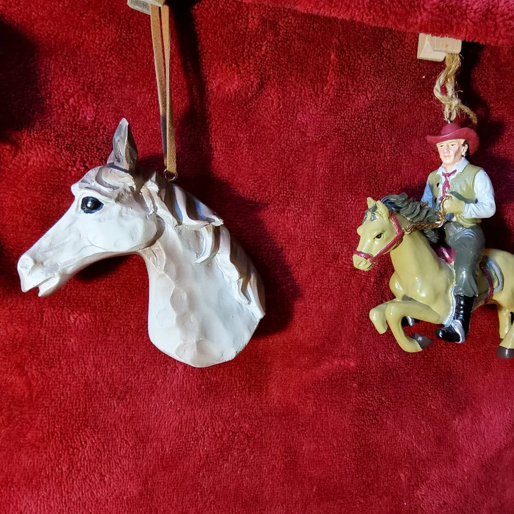 Lot Of 4 Western Cowboy Horse Rodeo Christmas Ornaments - Picture 5 of 5